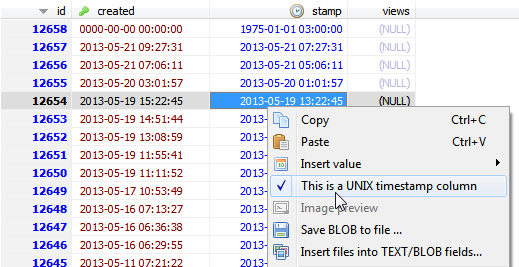 New feature Display UNIX timestamps as date time values