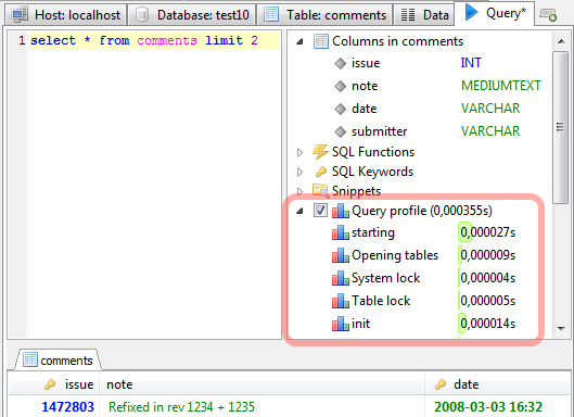 Query profile